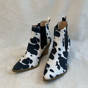 Barn Babe Black and White Cow Print Booties Size 9 Western Boho